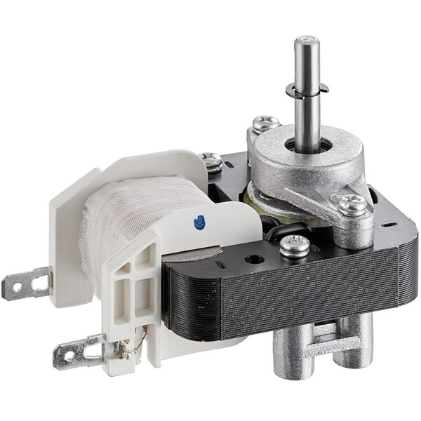 An Avantco fan motor with a white and black wire.