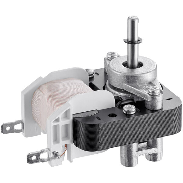 A white Avantco fan motor with metal and plastic parts.