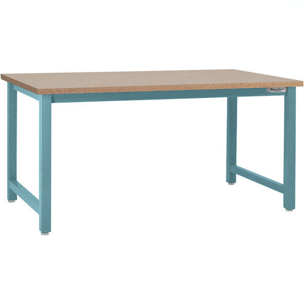 A BenchPro Kennedy workbench with a blue frame and particleboard top.