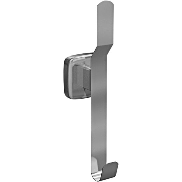 A close-up of a silver metal American Specialties, Inc. stainless steel hook.