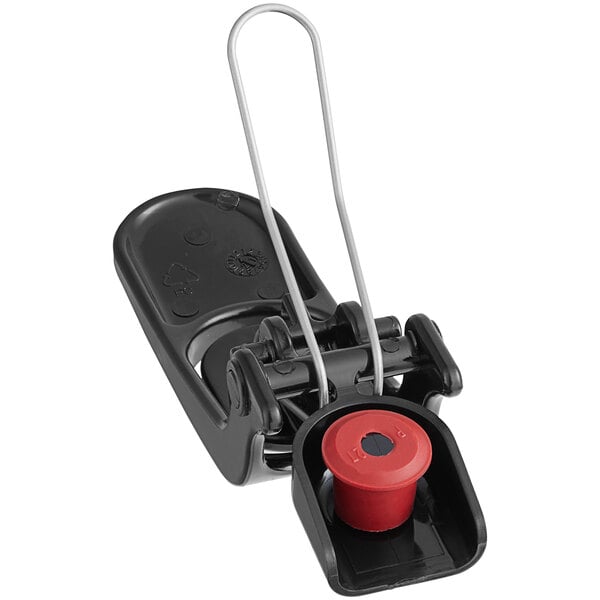 A black and silver metal clip with a red plastic lid labeled "Narvon Tap Set"