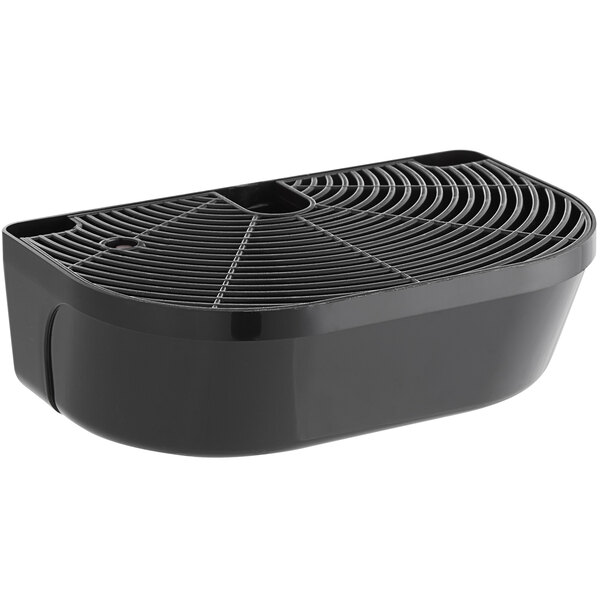 A black rectangular Narvon drip tray with grating inside.