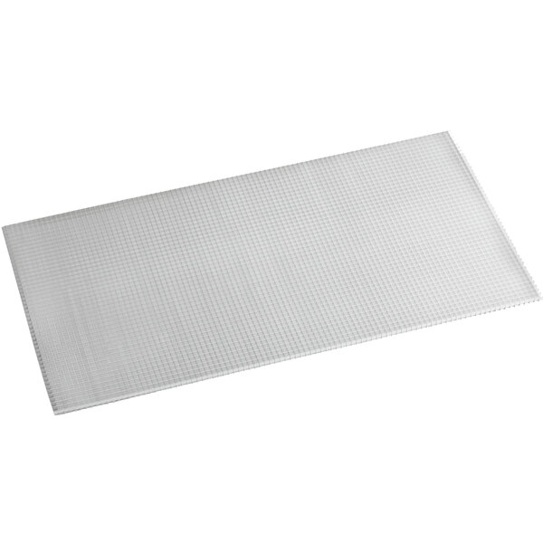 An American Louver Company aluminum eggcrate louver with a grid pattern on a white background. 