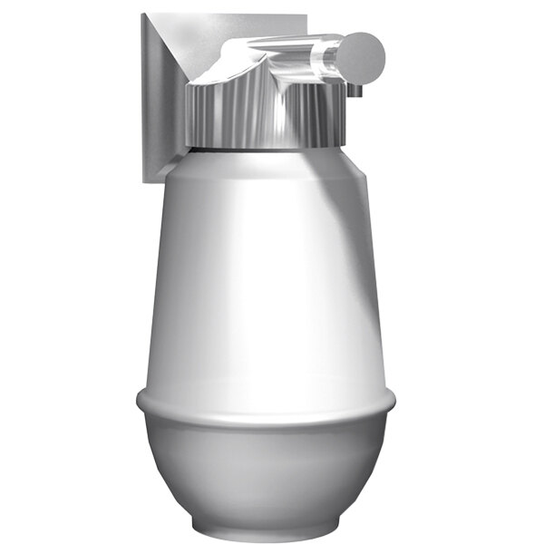 An American Specialties, Inc. surgical liquid soap dispenser with a white container and a silver metal handle.