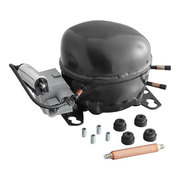 A black compressor unit with attached components and installation hardware for Narvon SM1 granita or slushy machines.