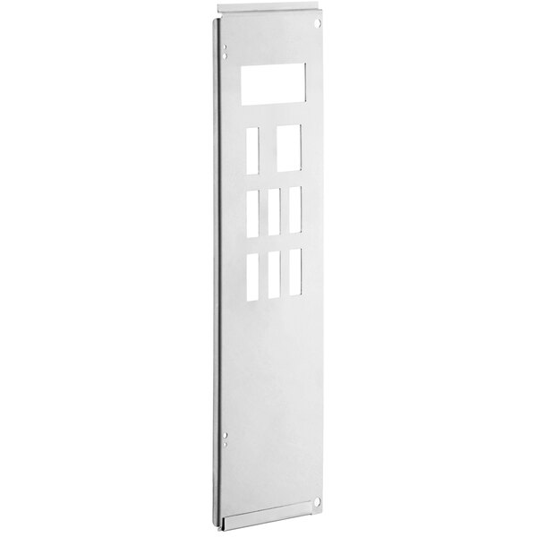 A white rectangular metal Narvon command panel with four windows.