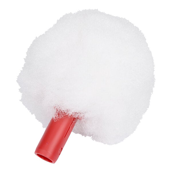 A white fluffy object with a red tube.