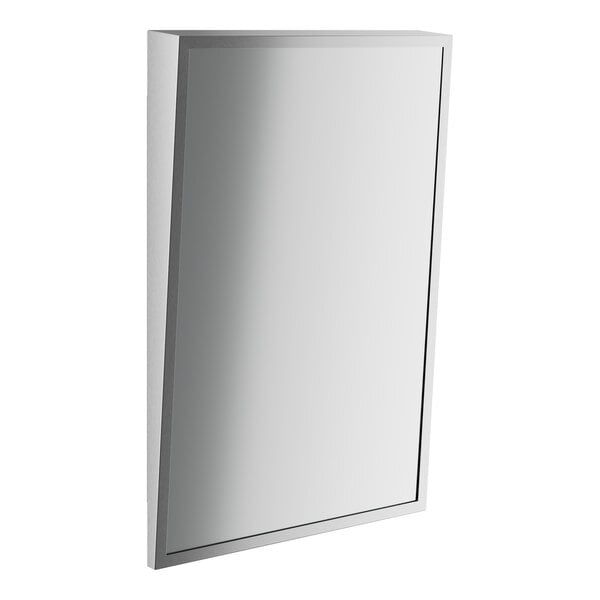 An American Specialties, Inc. rectangular mirror with a stainless steel frame.