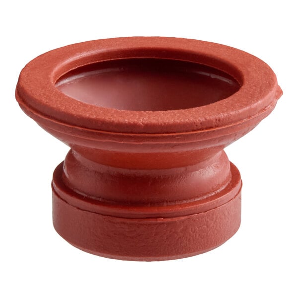 A red, round, rubber-like mechanical seal with a wide lip and a recessed center, designed for watertight applications.