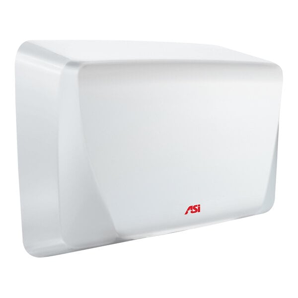 A white surface-mounted high-speed hand dryer with a sleek design and the ASI logo on the front.