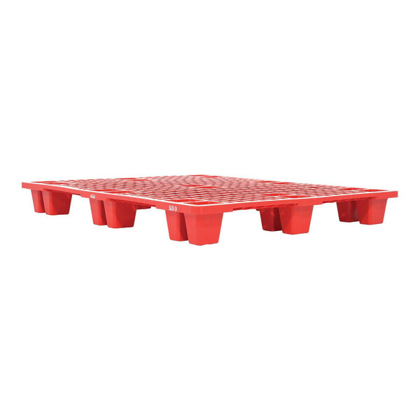 Vestil SKID-20 39 1/8" x 46 7/8" x 5 1/2" Nestable Red Plastic Skid - 3,300 lb. Capacity