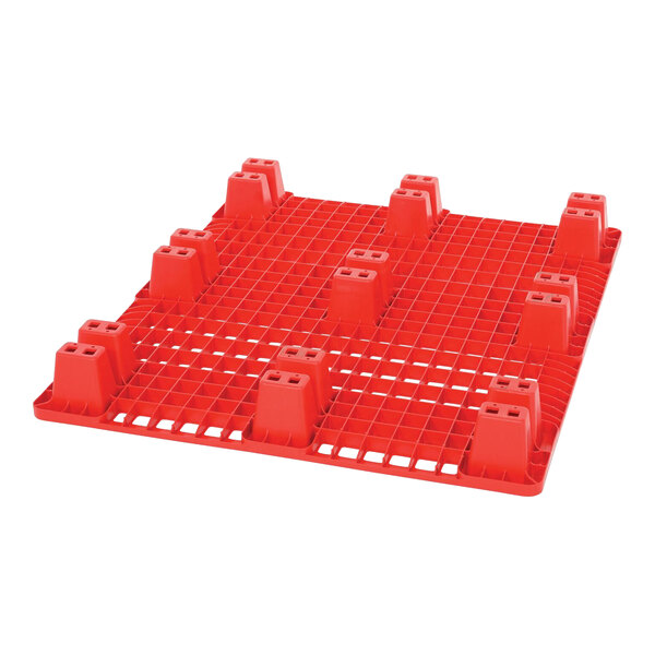 Vestil SKID-20 39 1/8" x 46 7/8" x 5 1/2" Nestable Red Plastic Skid - 3,300 lb. Capacity