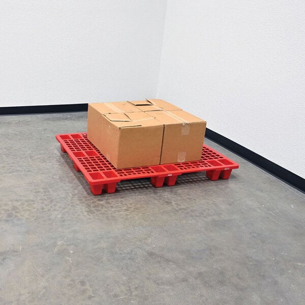 Vestil SKID-20 39 1/8" x 46 7/8" x 5 1/2" Nestable Red Plastic Skid - 3,300 lb. Capacity