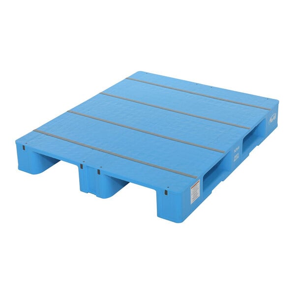 Vestil PLPS-H 39 1/2" x 47 3/8" x 6" Solid Top Blue Plastic Pallet - 8,800 lb. Capacity