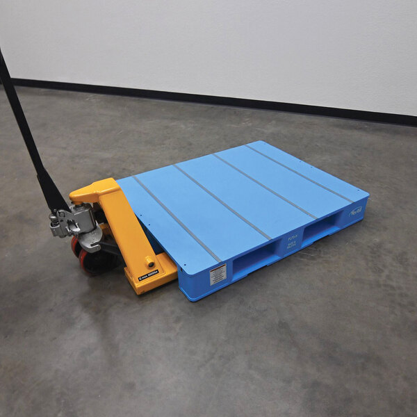 Vestil PLPS-H 39 1/2" x 47 3/8" x 6" Solid Top Blue Plastic Pallet - 8,800 lb. Capacity