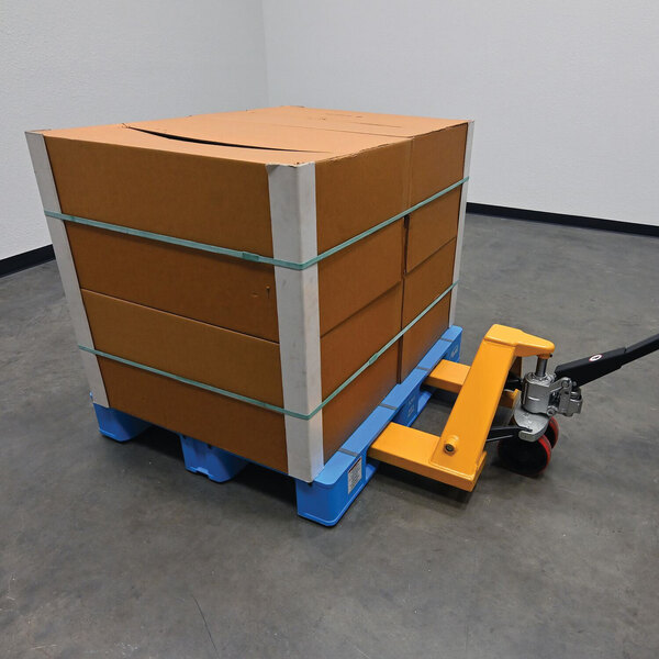 Vestil PLPS-H 39 1/2" x 47 3/8" x 6" Solid Top Blue Plastic Pallet - 8,800 lb. Capacity