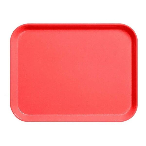 A red rectangular tray with a white background.