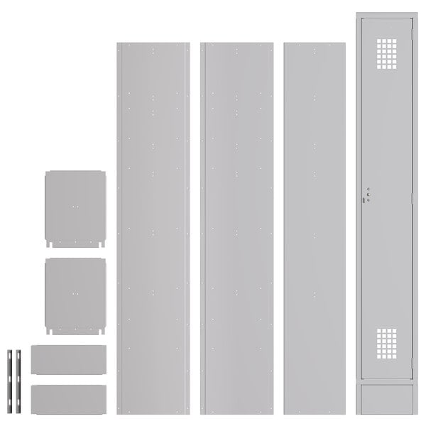 A grey rectangular Regency locker with a white stripe.