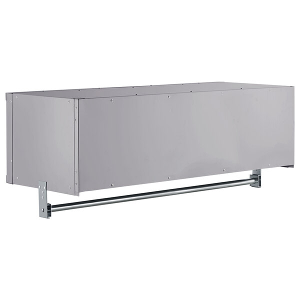 A grey rectangular Regency wall mount locker with metal rods.
