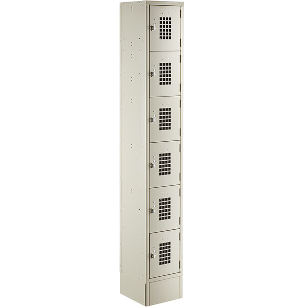 A beige Regency single locker with six small doors.