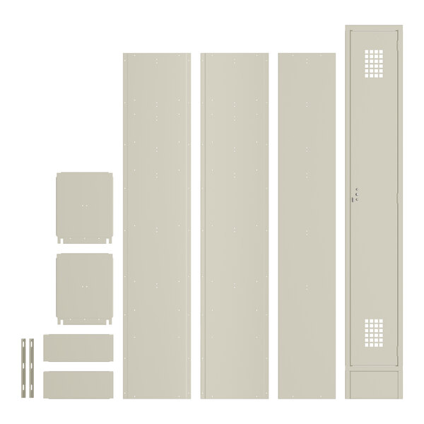 A white rectangular metal structure with a white border and holes and a grey rectangle inside.