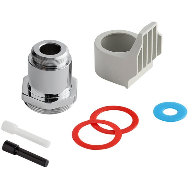 A Rubbermaid side mount adapter kit for Crane flush valves with plastic and rubber parts.