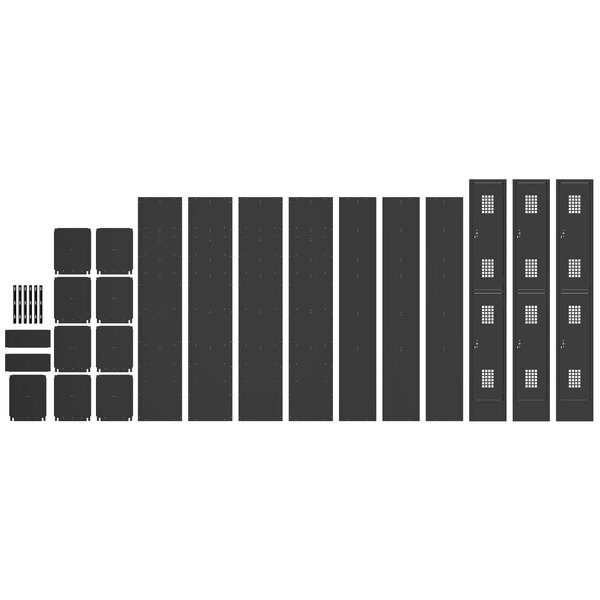 A group of black Regency lockers.