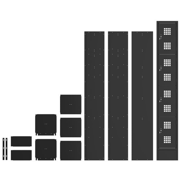 A black rectangular Regency locker with white dots.