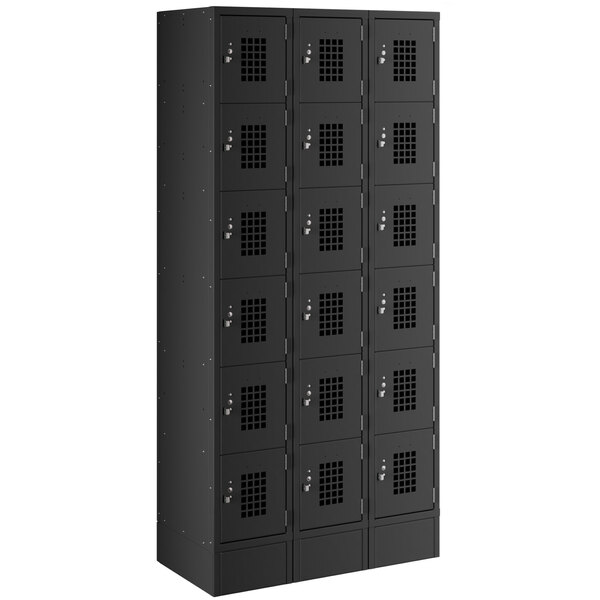 A black Regency locker with six compartments.