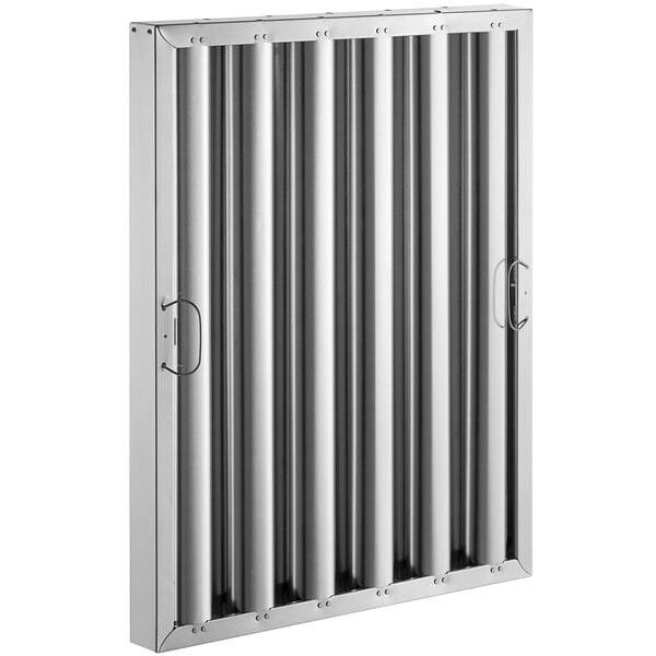 A silver aluminum hood filter panel.