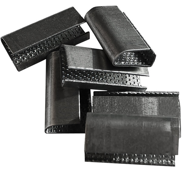 A close-up of several Lavex heavy-duty metal snap-on seals.