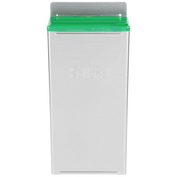 A white stainless steel box with a green insert with the text "Edlund HACCP"