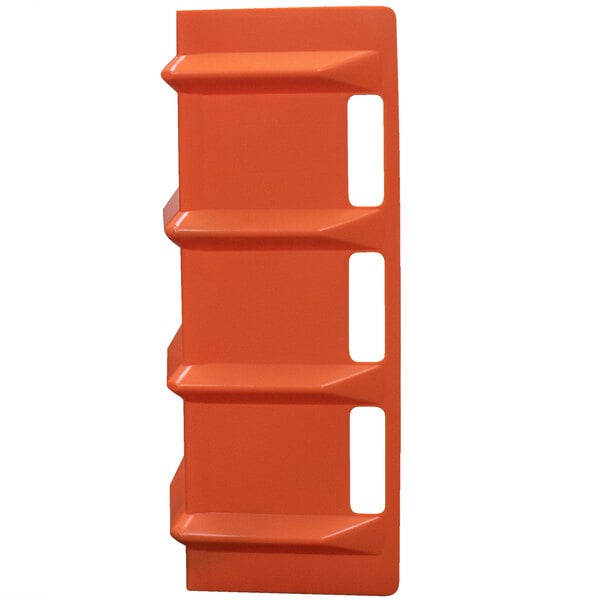 An orange plastic Lavex jumbo edge protector with holes.