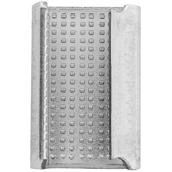 A grey metal serrated seal with holes.