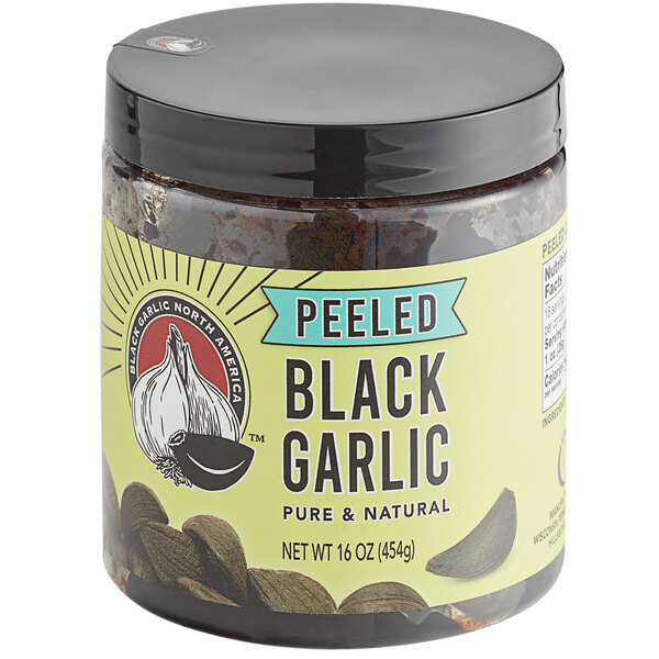 A jar of Peeled Black Garlic.