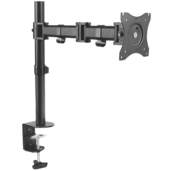 A black metal Kantek single monitor arm.