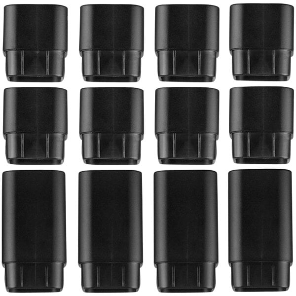 A set of 12 black plastic legs for Kantek monitor stands.