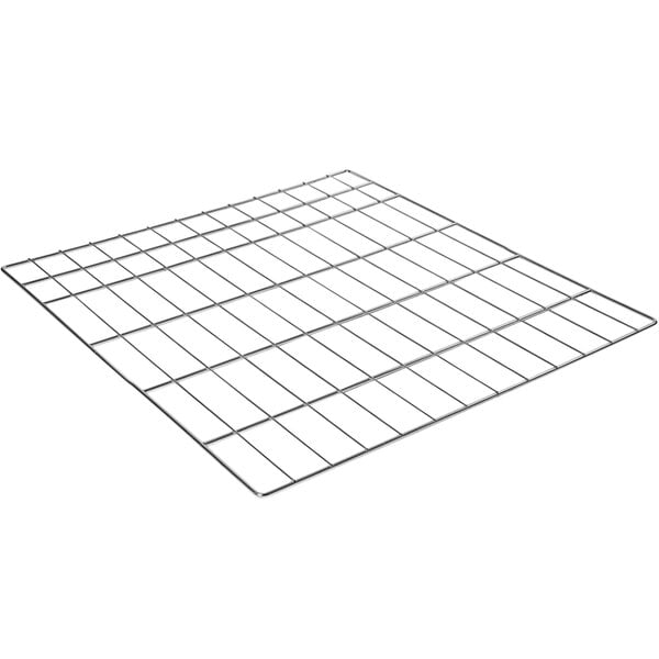 A stainless steel wire mesh shelf.