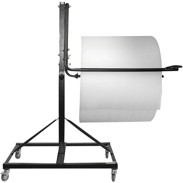 A Lavex mobile floor dispenser with a roll of paper on it.