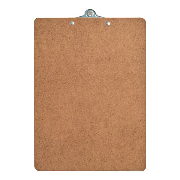 A brown Saunders hardboard clipboard with a metal clip.