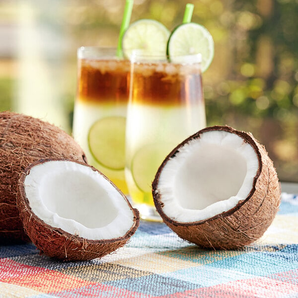brown hairy mature coconuts