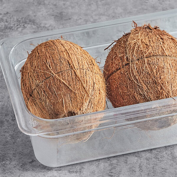 brown hairy mature coconuts
