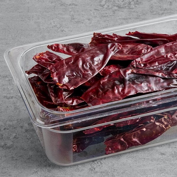 A container of Dried Guajillo Chile Peppers.