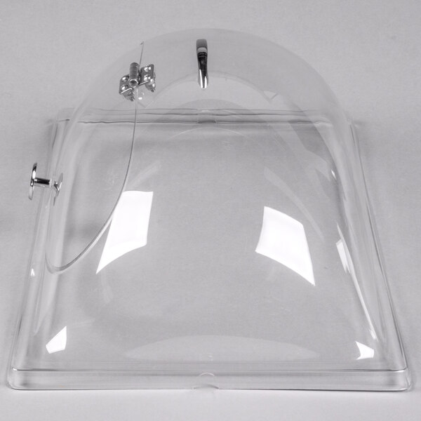 A clear plastic dome cover with a clear handle.