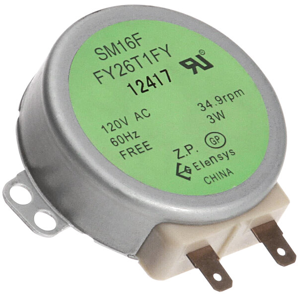 A Solwave antenna motor with a round green and white device.