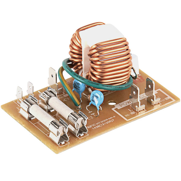 A Solwave fuse block and filter assembly with a circuit board and fuses.