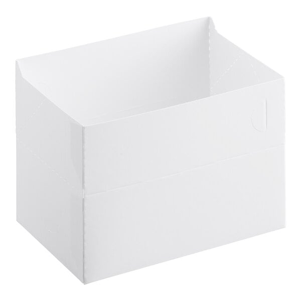 A white customizable take out lunch or snack box with a fast top.