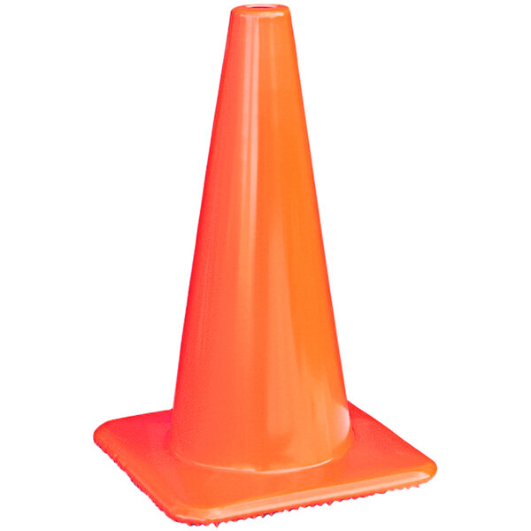 An 18" orange traffic cone with a 3 lb. base.