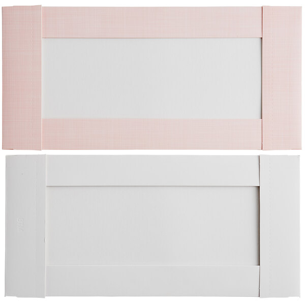 A white rectangular object with a pink border and text reading "Pink Linen Candy Box"