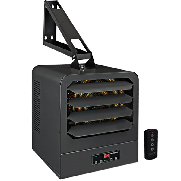 A black King Electric unit heater with a metal vent.